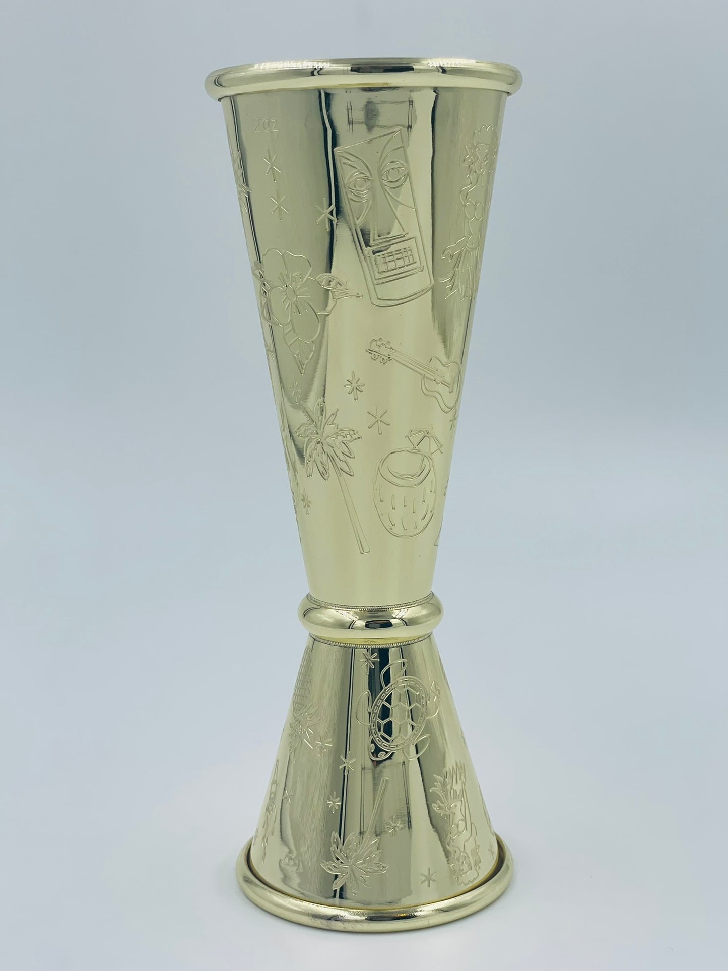 JIGGER JAPONES GRABADO TIKI DORADO 1-2 OZ